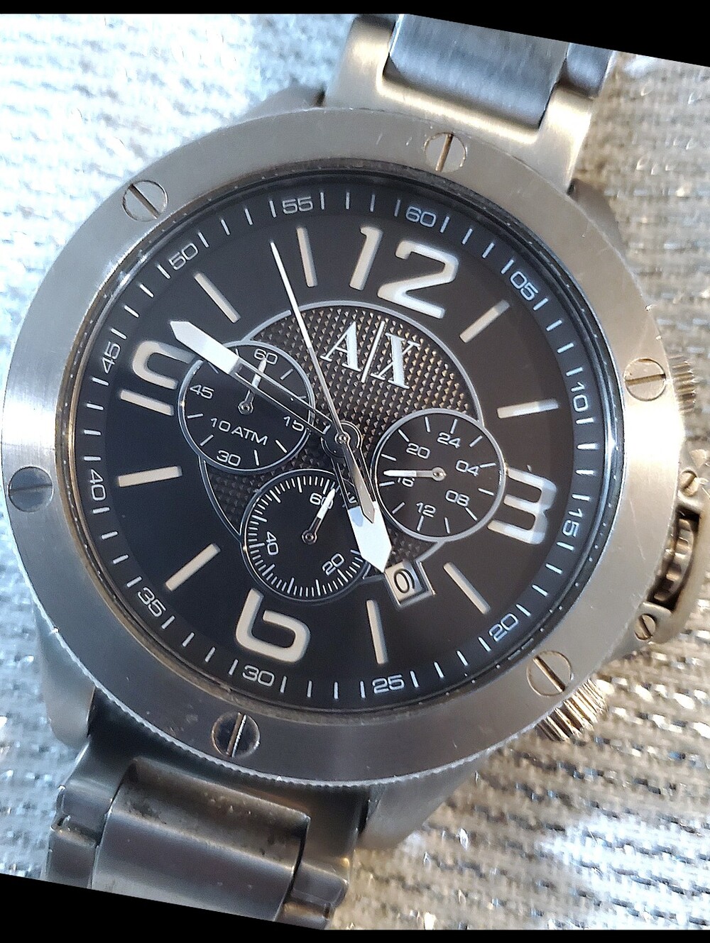 Armani Exchange Silver Stainless Steel Men's Watch Caseback